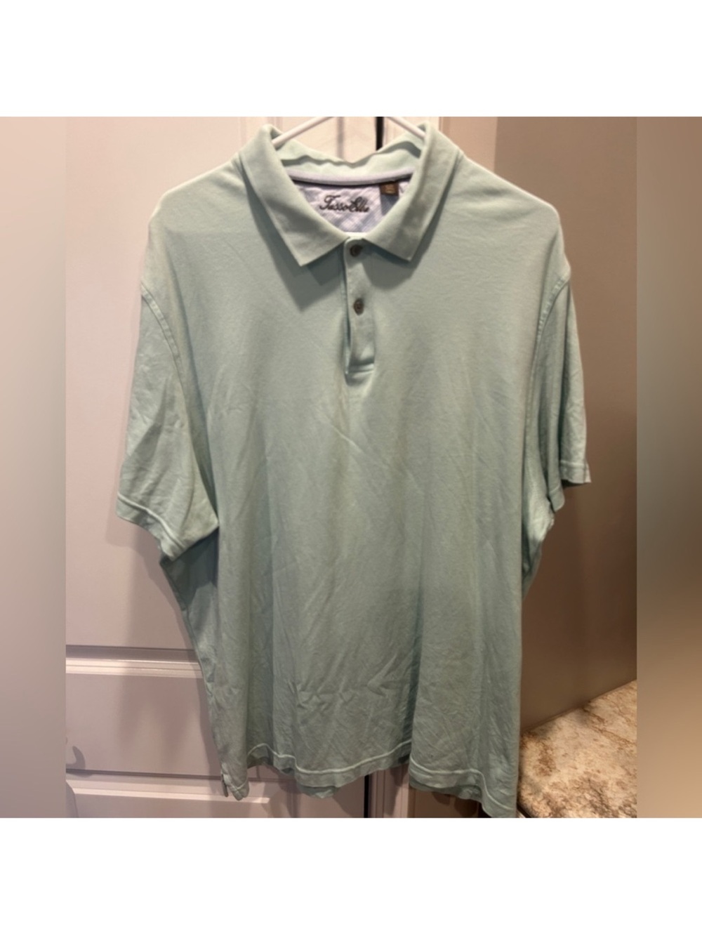 Tasso Elba Cotton Short Sleeve Collar Polo T-Shirt SZ XXL Light Teal